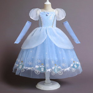 Costume da principessa blu fantasia Costume da principessa per bambini e <span class=keywords><strong>film</strong></span> di Halloween vestito da principessa per bambini Costume da Cosplay per bambina - Product Image 4