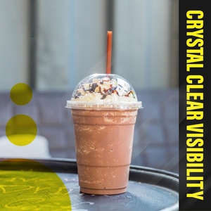 Gobelets jetables écologiques en PET transparent de 20 oz pour jus, bubble tea, café, smoothies, avec couvercle diamanté et logo personnalisé - Product Image 3