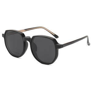 Xsy <b>Magnetic</b> <b>Clip</b> <b>On</b> <b>Sunglasses</b> Tr90 Black Oval Polarized Uv400 Unisex For Sun Protection Fishing Outing - Product Image 5