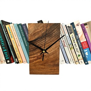 Horloge de bureau circulaire en bois, design moderne et minimaliste, mouvement à quartz silencieux, affichage à aiguilles, détection tactile, décoration pour bureau et salon - Product Image 1