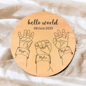 Newborn Name Disc, Baby Birth Announcement <b>Sign</b>, Personalized Name <b>Sign</b> for Hospital, <b>Wood</b> Newborn Photo Prop, Baby Shower Gift - Product Image 3