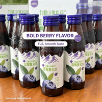 Wild Blueberry Pulp Sap 6-pack glazen flesjes verpakking 100ml Zachte, zijdezachte, diepe, pure, levendige bessennectar fruitdrank