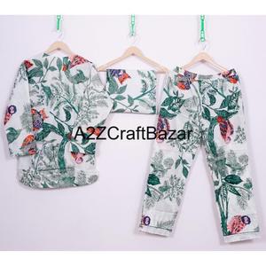 ชุดนอนผ้าคอตตอนคอวีผ้าคอตตอนแท้แห้งเร็วระบายอากาศยาวเต็มเอวสูงชุดสำหรับผู้หญิงใส่ในฤดูร้อน - Product Image 4