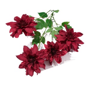 Bouquet de fleurs artificielles Dahlia à quatre têtes, couleurs mélangées, en soie, décorations de mariage, ornements finis, vente en gros - Product Image 5