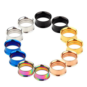 Calibradores de doble llamarada Piercing de oreja Tornillo de estiramiento Ajuste Túneles Calibre Tapones para los oídos de acero inoxidable Túnel de carne Calibradores de oreja - Product Image 6