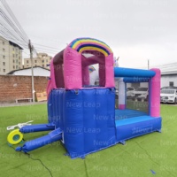 Château gonflable combo licorne 13 pieds avec toboggan et piscine, thème dauphin, parc aquatique