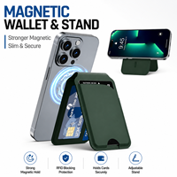 TERSEDIA Dompet MagSafe Stand Ponsel Dompet RFID Blocking Tempat Kartu Magnetik Tipis Kulit PU Dompet Ponsel Magsafe