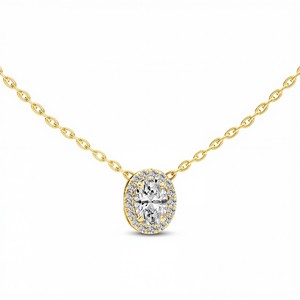 Colgante Moderno de Diamante Creado en Laboratorio con Corte Ovalado de 0.50 Ct para Mujer, Color VVS VS EF, Plata de Ley 925, Oro de 10KT 14KT 18KT, Estilo Minimalista - Product Image 1