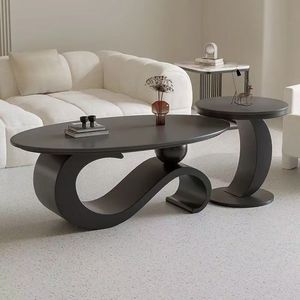 Mesa de té y centro ovalada de lujo italiano, sala de estar moderna, muebles para el hogar, combinación ligera y elegante - Product Image 3