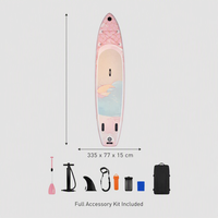 Planche à pagaie gonflable SUP de 11 pieds (335x77x15cm) avec kit d'accessoires complet, pagaie, pompe, leash, aileron et sac à dos
