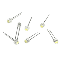 Diodes LED 5mm F5 20000mcd Super Lumineuses 6500K Blanc Froid en Forme de Chapeau de Paille, 0.75W, Broches Courtes, Lentille Transparente, 3V