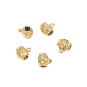 Flower Bail Spacer <b>Beads</b> | PVD Gold Plated Stainless Steel <b>Large</b> Hole Barrel <b>Beads</b> with Loop for DIY Bracelet Necklace Making - Product Image 5