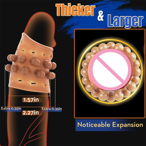 Yarı kaplı Penis büyütücü halka Penis genişletici çiftler için tam boncuk ile seks oyuncakları, Ultra yumuşak sıkı kullanımlık horoz kol - Product Image 3