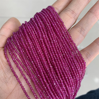 Vente en gros naturel rubis-corindon perles à facettes 2mm 3mm4mm collier perles pour la fabrication de bijoux