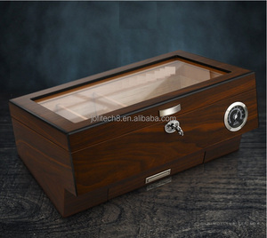 Wholesale Modern Design Walnut Wood Grain Painted <b>Cabinet</b> Wooden Cigar Box Humidor with Lacquer Technics Hygrometer Humidifier - Product Image 2