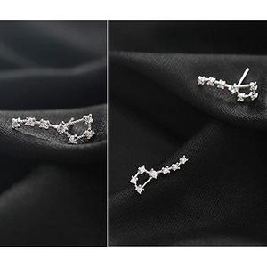 Boucles d'oreilles géométriques en or blanc E480 avec serti de zircon rond pour femmes, bijoux de mode de style classique - Product Image 4