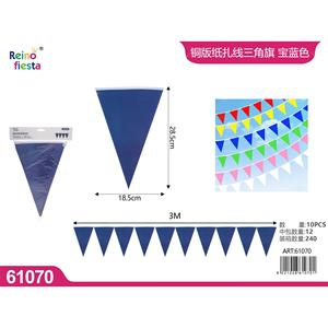 Gagliardetto blu triangolo bandiere 3M di lunghezza 10 pz Pack per decorazioni in occasione di eventi e feste - Product Image 1
