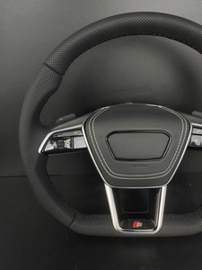 Volante Deportivo Personalizado con Base Plana Estilo S-Line |   Cuero Premium//Fibra de Carbono para Audi TT A7 A3 A4 A5 A6 Q3 Q5 Q7 <span class=keywords><strong>Serie</strong></span> S - Product Image 5