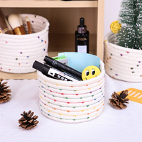 Petits paniers ronds tissés en corde de coton, 1 pièce, petits paniers de rangement pour organiser les jouets, les clés, tiroirs de collations, idée cadeaux