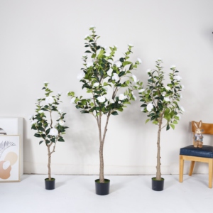 Camélia en plastique, plante artificielle en pot, pour l'intérieur et l'extérieur, pour la décoration de bureau, de jardin, de maison, faux arbres, plantes artificielles - Product Image 1