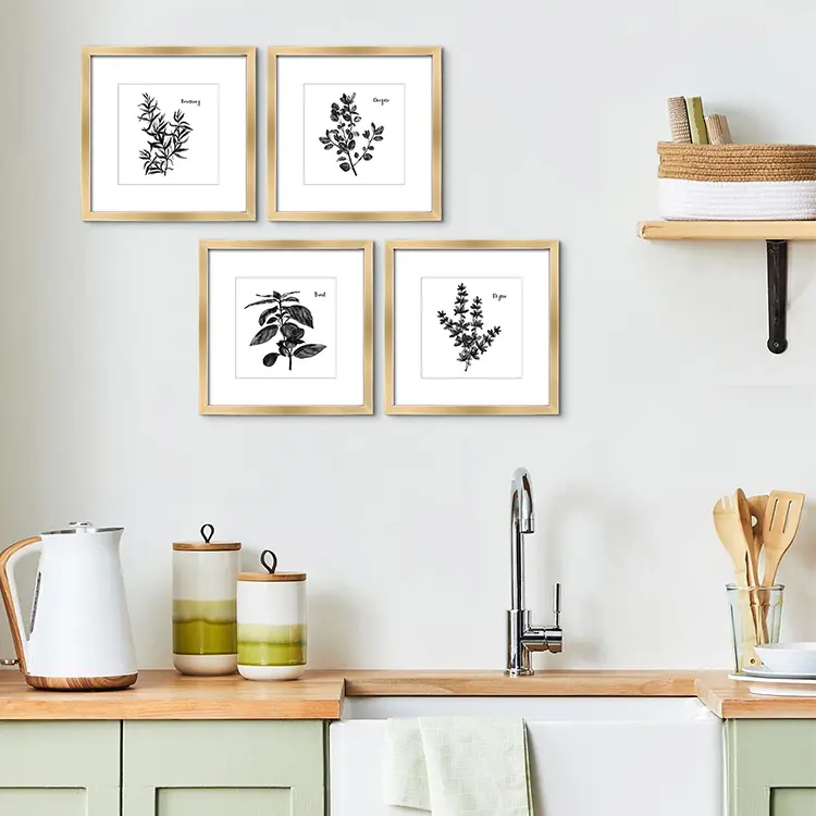 EAGLEGIFTS-Cuadro de pared con especias impresas, decoración del hogar, arte de pared con marco creativo moderno para cocina, 4 piezas