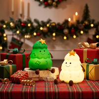 Veilleuse en silicone en forme de sapin de Noël, rechargeable par USB, avec minuterie tactile, lampe LED douce pour enfants, pour la chambre de bébé, décoration de chambre