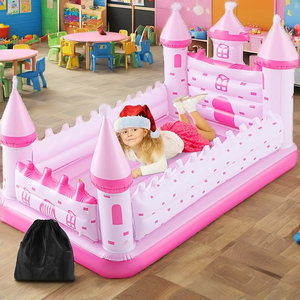 Matelas Gonflable Rose en PVC Robuste pour Enfants, Convertible en Château Gonflable, Idéal pour Hôtels et Nuitées à la Crèche - Product Image 2