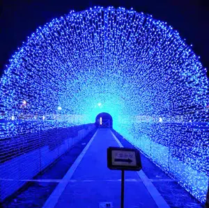 Festival kustom pabrik Cina lampu dekorasi lanskap LED luar ruangan raksasa 3D LED bingkai logam jalan lengkungan terowongan Motif cahaya
