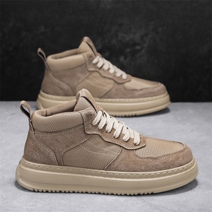 <span class=keywords><strong>Sneakers</strong></span> Alte da <span class=keywords><strong>Uomo</strong></span> in Vera Pelle e Rete Traspirante, Scarpe Comode da Passeggio, Logo Personalizzabile, Alta Qualità - Product Image 3