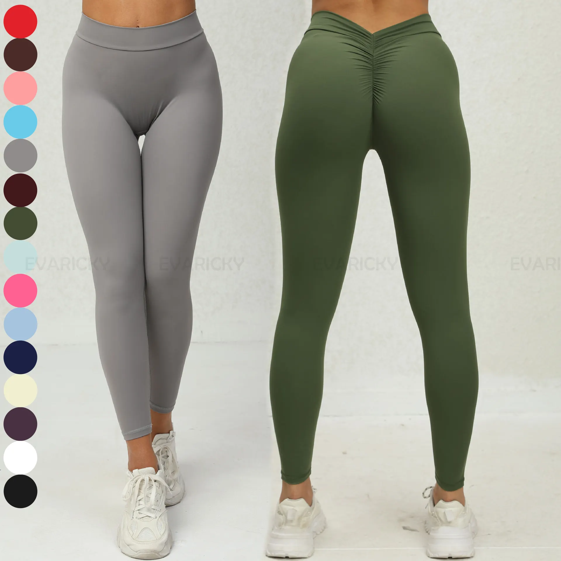 2023 femmes dos V coupe taille haute collants Yoga pantalon Leggins femmes Fitness gymnastique entraînement Scrunch bout à bout Leggings pour les femmes