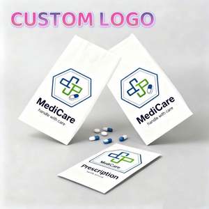 Sacs en papier kraft blanc biodégradables écologiques personnalisés avec logo imprimé en sérigraphie, recyclables, pour la livraison à emporter, pour les pharmacies - Product Image 2