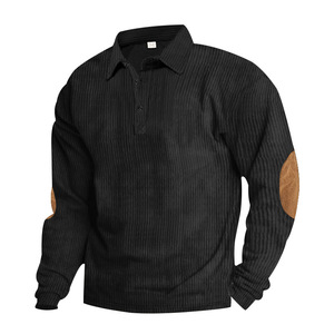Polo en velours côtelé pour homme, manches longues, col boutonné, tricoté, décontracté, vêtement de travail, uniforme - Product Image 2
