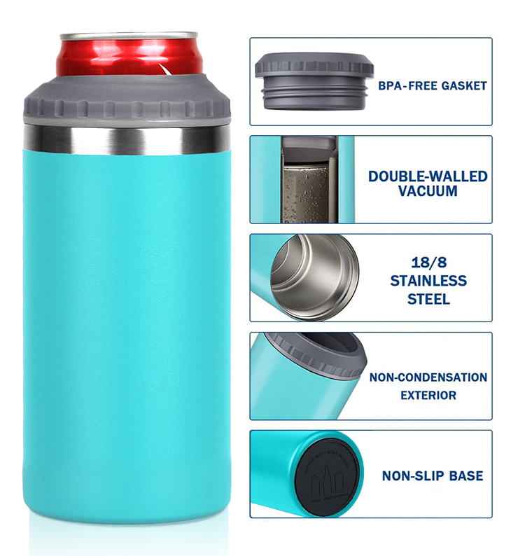 China 16oz Slim Can holders Sublimation Stainless Steel 4 In 1 Tumbler