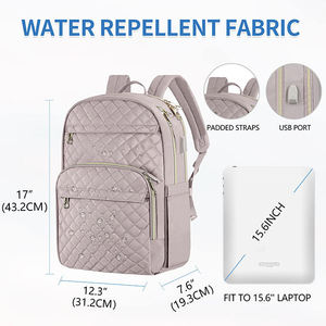 Sac à dos pour ordinateur portable personnalisé de 17 pouces pour femmes et hommes, sac de travail tendance, grande capacité, imperméable avec port USB, sacs à dos - Product Image 2