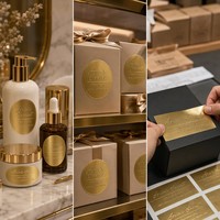 Étiquette autocollante métallique dorée personnalisée en relief pour l'image de marque des produits haut de gamme, pour l'emballage cadeau, vente en gros