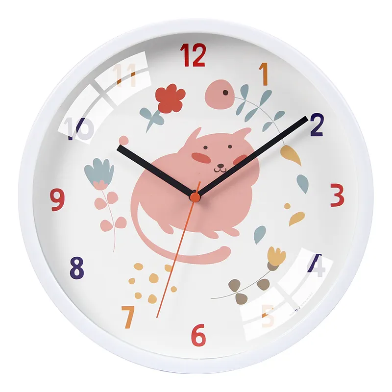 12 Inch Children Cartoon Wall Clock Silent Round Blue Cute Elephant Pattern Customization Kids Room Clock Gift
