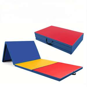 Tapis de gymnastique pliable à 4 panneaux en gros d'usine - Cuir <span class=keywords><strong>PVC</strong></span>, noyau EPE de 5 cm absorbant les chocs, bord à crochets et boucles pour une extension illimitée - Product Image 1