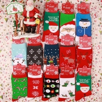 Chaussettes de Noël prêtes à être expédiées, en mélange de coton, mi-mollet, tailles variées, motif Père Noël, bonhomme de neige, dessin animé, cadeau de Noël idéal