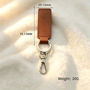 Blank PU Leather Keychain With Stainless Steel Plate Custom Laser Engraving Leather <b>Key</b> Tag Car <b>Key</b> Accessory For Brand Gift - Product Image 6