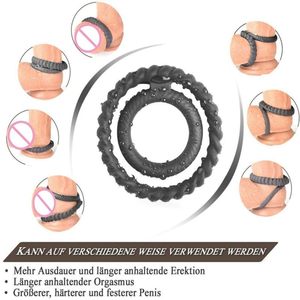 Anillo para Pene, Anillos para Ejercicios <span class=keywords><strong>de</strong></span> Pene para Hombres, Texturizado, Antideslizante, <span class=keywords><strong>de</strong></span> Silicona Negra Elástica, Regalo Interactivo para Parejas - Product Image 5