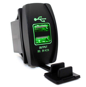 Заводская цена, 2-контактный двойной порт постоянного тока 12 В 24 В синий красный зеленый светодиодный свет 4,8 Ампер автомобильное зарядное устройство <span class=keywords><strong>USB</strong></span> розетка - Product Image 1