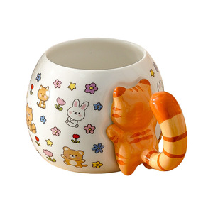 Niedliche Cartoon-Keramiktasse mit großem Fassungsvermögen für Zuhause, Frühstück, Milch, Katzen-Kaffeetasse - Product Image 5