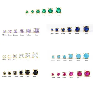 Wholesale Fashion Earrings 925 Sterling Silver Classic Retro Simple Diamond Stud Earrings 6 Pieces Set Jewelry Women