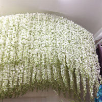 Guirlande de glycine artificielle L-338 en gros, arches de mariage, fleurs de vigne blanches, fleurs suspendues, glycine pour décoration de plafond