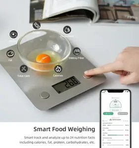 Gewicht Meten Slimme Gezondheid Voedingsbalans Voedsel Vitamine Berekenen Digitale Nummer Elektronische App Display Weegschalen