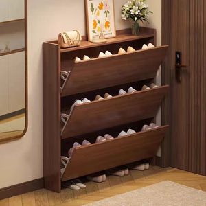 Zapatero de Madera MDF Ultrafino Moderno de Gran Capacidad, Plegable, Impermeable, con 5 Estantes, Ahorro de Espacio, Mueble para Sala de Estar - Product Image 3