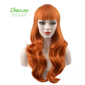 Long Wavy Hair Ginger Color Synthetic No Lace Front Wigs for Black Women 22 Inch Soft Fiber Hair Pelucas De Cabello Humano