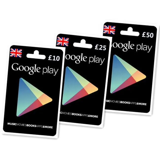 İngiltere GooglePlay hediye kartı 10 / 35 / 50UKD