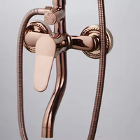 Ensemble de Douche Moderne en Laiton Noir Mural Effet Pluie avec Mitigeur pour Salle de Bain