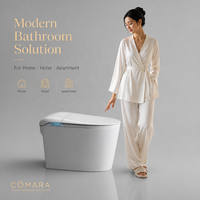 Cuvette de toilettes électrique intelligente allongée, à poser au sol, avec chasse d'eau à jet siphonique, siphon en S, en céramique, design moderne